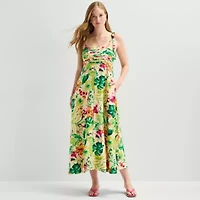 JULIAN TAYLOR Womens Straight Neck Sleeveless Maxi Dress