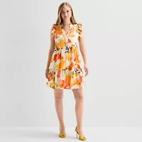 Sandra Darren Womens Notch Neck Sleeveless Shift Dress