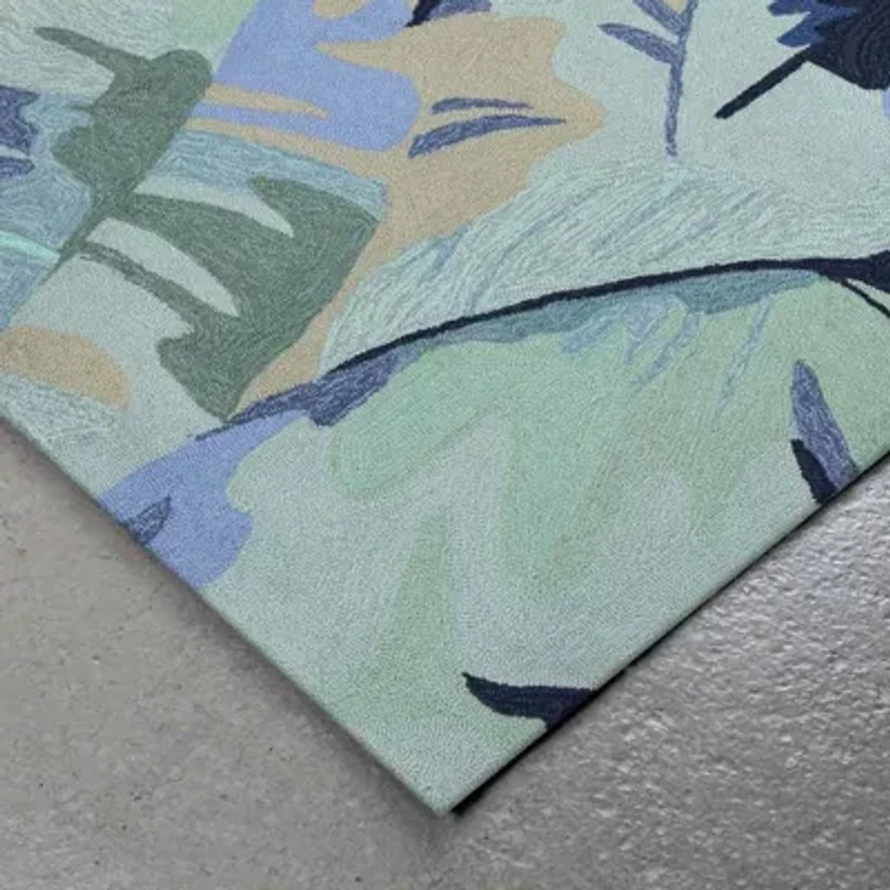 Liora Manne Capri Palm Leaf Hand Tufted Indoor Outdoor Rectangular Accent Rug