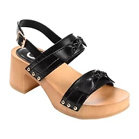 Journee Collection Tia Womens Round Open Toe Block Heel Pumps