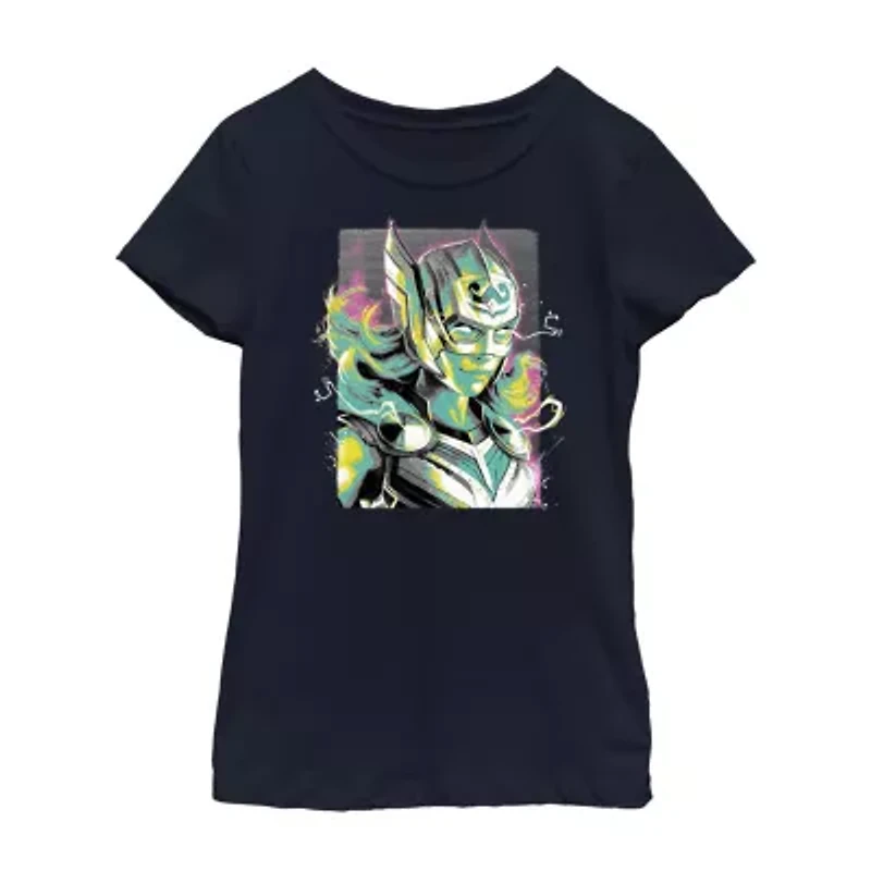 Little & Big Kid Girls Crew Neck Short Sleeve Regular Fit Thor Graphic T-Shirt