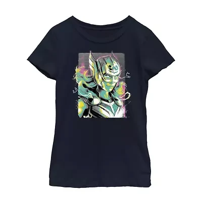 Little & Big Kid Girls Crew Neck Short Sleeve Regular Fit Thor Graphic T-Shirt
