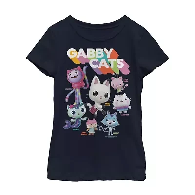 Little & Big Kid Girls Crew Neck Short Sleeve Regular Fit Gabby's Dollhouse Graphic T-Shirt