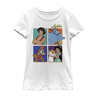 Disney Little & Big Kid Girls Crew Neck Short Sleeve Regular Fit Aladdin Graphic T-Shirt
