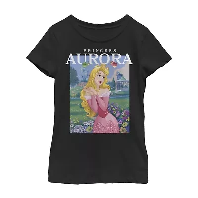 Disney Little & Big Kid Girls Crew Neck Short Sleeve Regular Fit Sleeping Beauty Graphic T-Shirt
