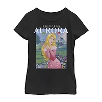 Disney Little & Big Kid Girls Crew Neck Short Sleeve Regular Fit Sleeping Beauty Graphic T-Shirt