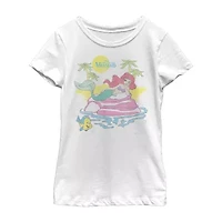 Disney Little & Big Kid Girls Crew Neck Short Sleeve Regular Fit Ariel Graphic T-Shirt