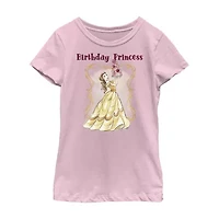 Disney Little & Big Kid Girls Crew Neck Short Sleeve Regular Fit Belle Graphic T-Shirt