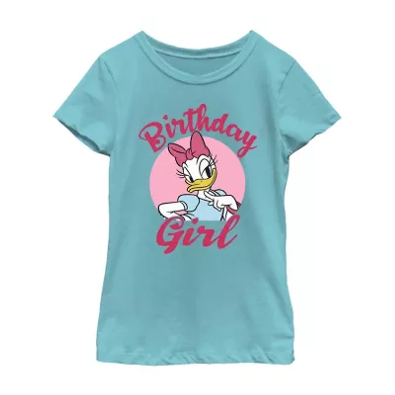 Disney Little & Big Kid Girls Crew Neck Short Sleeve Regular Fit Mickey and Friends Graphic T-Shirt