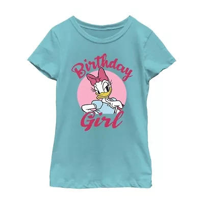 Disney Little & Big Kid Girls Crew Neck Short Sleeve Regular Fit Mickey and Friends Graphic T-Shirt