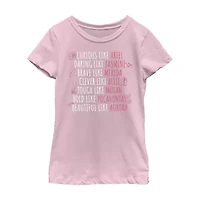 Disney Little & Big Kid Girls Crew Neck Short Sleeve Regular Fit Princess Graphic T-Shirt