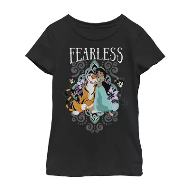 Disney Little & Big Kid Girls Crew Neck Short Sleeve Regular Fit Aladdin Graphic T-Shirt
