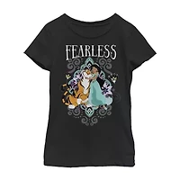 Disney Little & Big Kid Girls Crew Neck Short Sleeve Regular Fit Aladdin Graphic T-Shirt