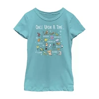 Disney Little & Big Kid Girls Crew Neck Short Sleeve Regular Fit Princess Graphic T-Shirt