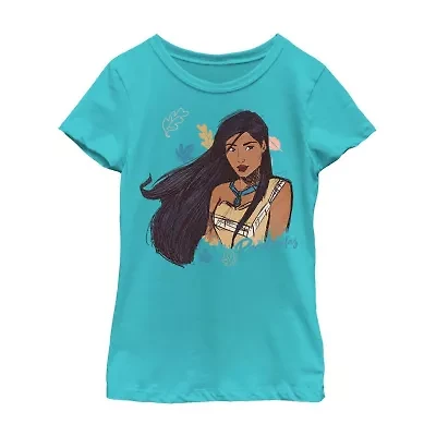 Disney Little & Big Kid Girls Crew Neck Short Sleeve Regular Fit Pocahontas Graphic T-Shirt