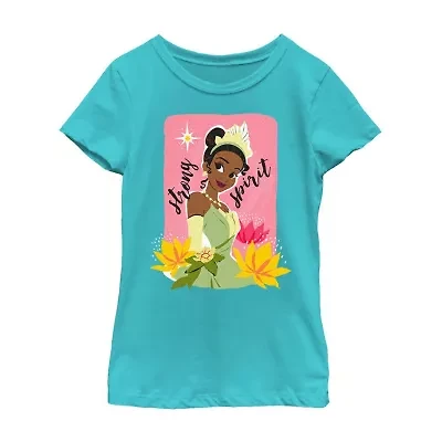 Disney Little & Big Kid Girls Crew Neck Short Sleeve Regular Fit Princess The Frog Graphic T-Shirt