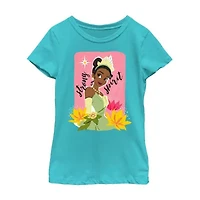 Disney Little & Big Kid Girls Crew Neck Short Sleeve Regular Fit Princess The Frog Graphic T-Shirt