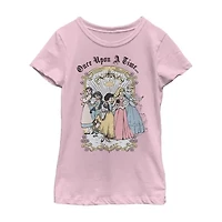 Disney Little & Big Kid Girls Crew Neck Short Sleeve Regular Fit Princess Graphic T-Shirt