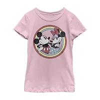 Disney Little & Big Kid Girls Crew Neck Short Sleeve Regular Fit Mickey and Friends Graphic T-Shirt
