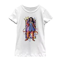 Little & Big Kid Girls Crew Neck Short Sleeve Regular Fit Marvel Graphic T-Shirt