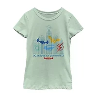 Super-Pets Little & Big Kid Girls Crew Neck Short Sleeve Regular Fit DC Comics Graphic T-Shirt