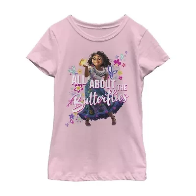 Disney Little & Big Kid Girls Crew Neck Short Sleeve Regular Fit Encanto Graphic T-Shirt