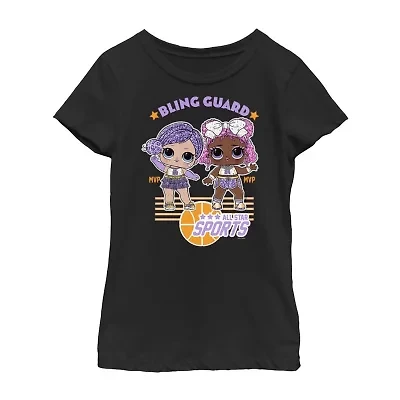 Little & Big Kid Girls Crew Neck Short Sleeve Regular Fit LOL Graphic T-Shirt