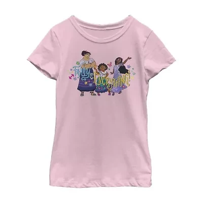 Disney Little & Big Kid Girls Crew Neck Short Sleeve Regular Fit Encanto Graphic T-Shirt