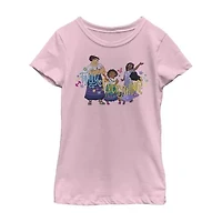 Disney Little & Big Kid Girls Crew Neck Short Sleeve Regular Fit Encanto Graphic T-Shirt