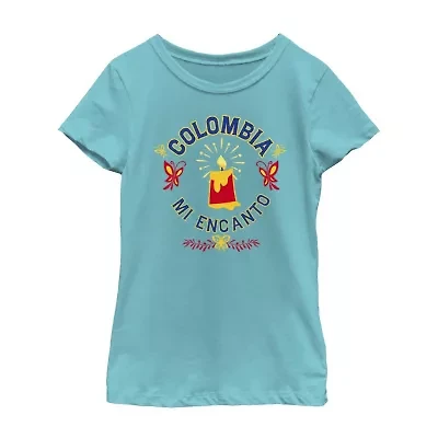 Disney Little & Big Kid Girls Crew Neck Short Sleeve Regular Fit Encanto Graphic T-Shirt