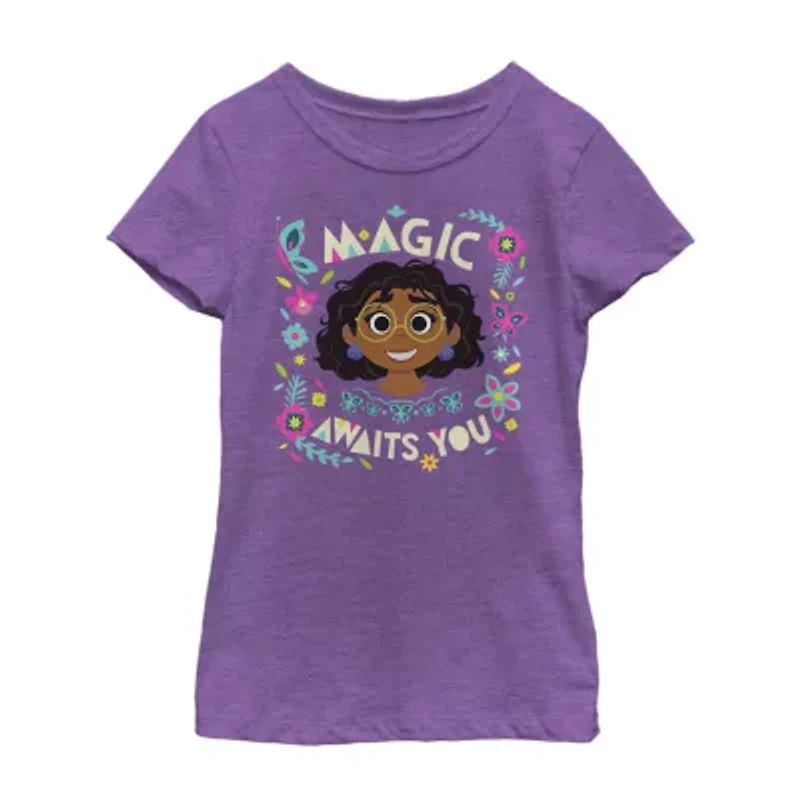 Disney Little & Big Kid Girls Crew Neck Short Sleeve Regular Fit Encanto Graphic T-Shirt