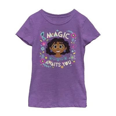 Disney Little & Big Kid Girls Crew Neck Short Sleeve Regular Fit Encanto Graphic T-Shirt