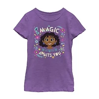 Disney Little & Big Kid Girls Crew Neck Short Sleeve Regular Fit Encanto Graphic T-Shirt