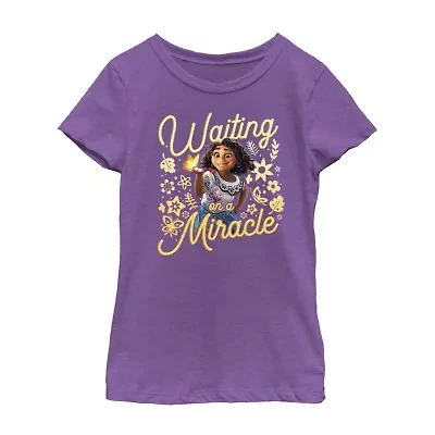 Disney Little & Big Kid Girls Crew Neck Short Sleeve Regular Fit Encanto Graphic T-Shirt