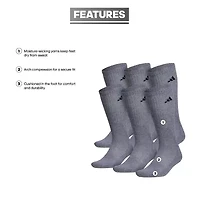 adidas Mens 6 Pair Crew Socks