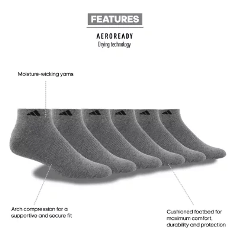 adidas Mens 6 Pair Low Cut Socks