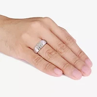 Mens Lab Created White Sapphire 10K Gold Sterling Silver Fashion Ring