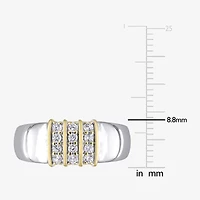 Mens Lab Created White Sapphire 10K Gold Sterling Silver Fashion Ring