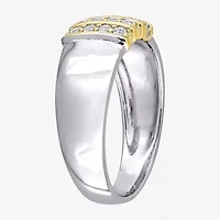 Mens Lab Created White Sapphire 10K Gold Sterling Silver Fashion Ring