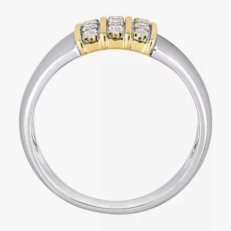 Mens Lab Created White Sapphire 10K Gold Sterling Silver Fashion Ring