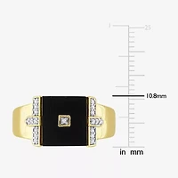 Mens 1/ CT. T.W. Genuine Black Onyx 18K Gold Over Silver Fashion Ring