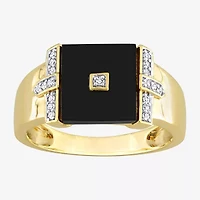 Mens 1/ CT. T.W. Genuine Black Onyx 18K Gold Over Silver Fashion Ring
