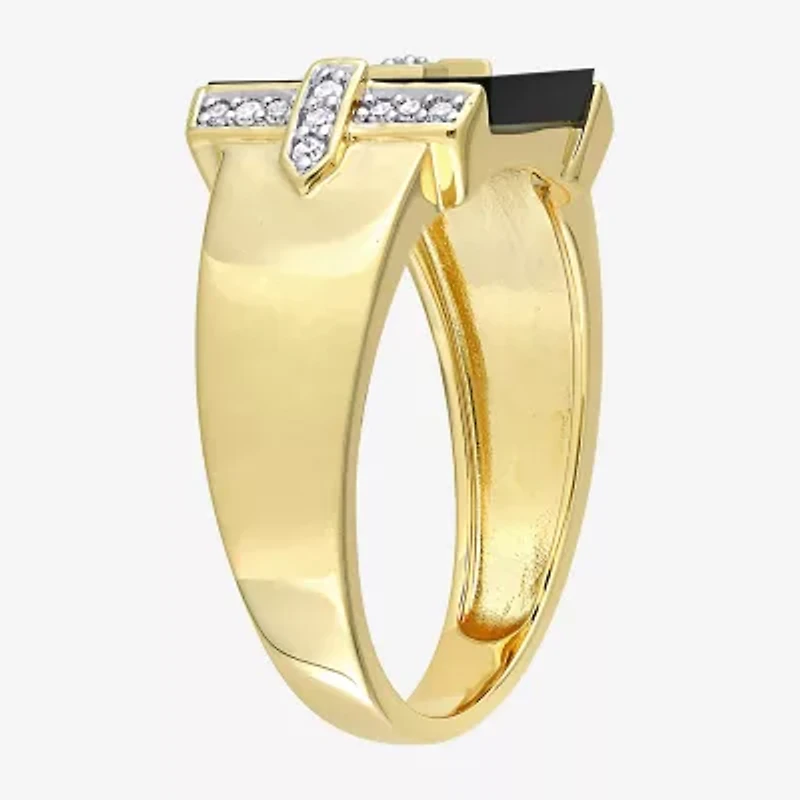 Mens 1/ CT. T.W. Genuine Black Onyx 18K Gold Over Silver Fashion Ring