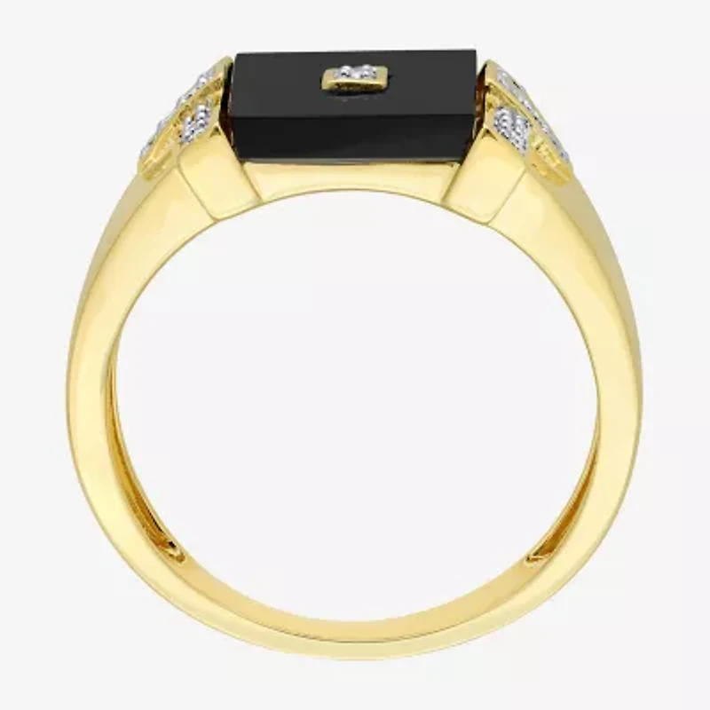 Mens 1/ CT. T.W. Genuine Black Onyx 18K Gold Over Silver Fashion Ring