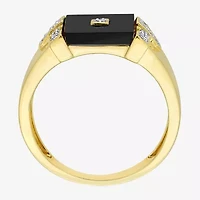 Mens 1/ CT. T.W. Genuine Black Onyx 18K Gold Over Silver Fashion Ring