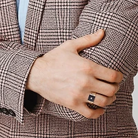 Mens 1/ CT. T.W. Genuine Black Onyx 18K Gold Over Silver Fashion Ring