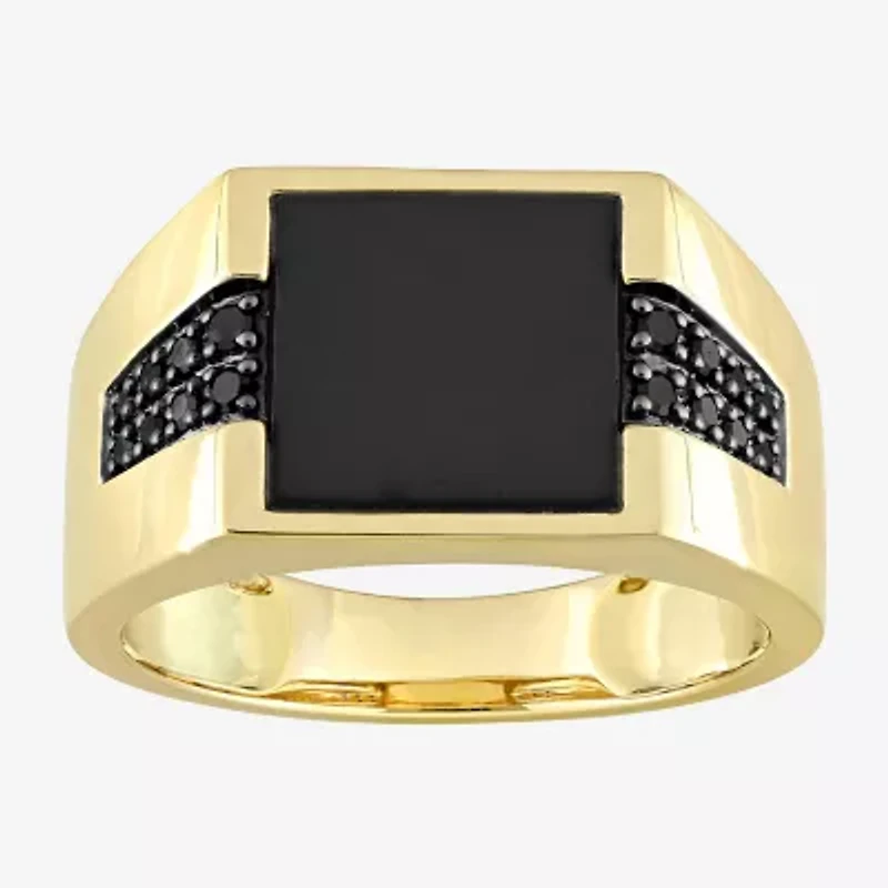 Mens 1/10 CT. T.W. Genuine Black Onyx 10K Gold Fashion Ring