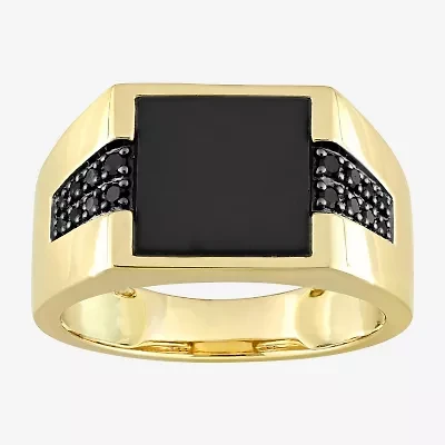 Mens 1/10 CT. T.W. Genuine Black Onyx 10K Gold Fashion Ring