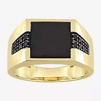 Mens 1/10 CT. T.W. Genuine Black Onyx 10K Gold Fashion Ring