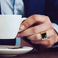 Mens 1/6 CT. T.W. Genuine Black Onyx 18K Gold Over Silver Fashion Ring